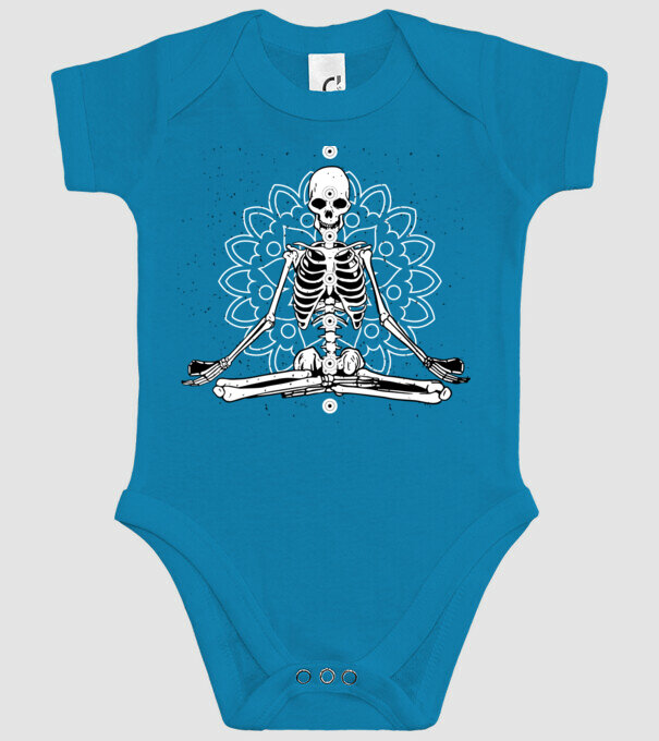 Schelet Yoga model turcoaz pe tricou