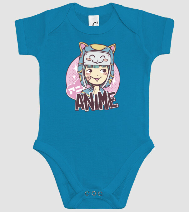 Fată drăguță Anime model turcoaz pe tricou