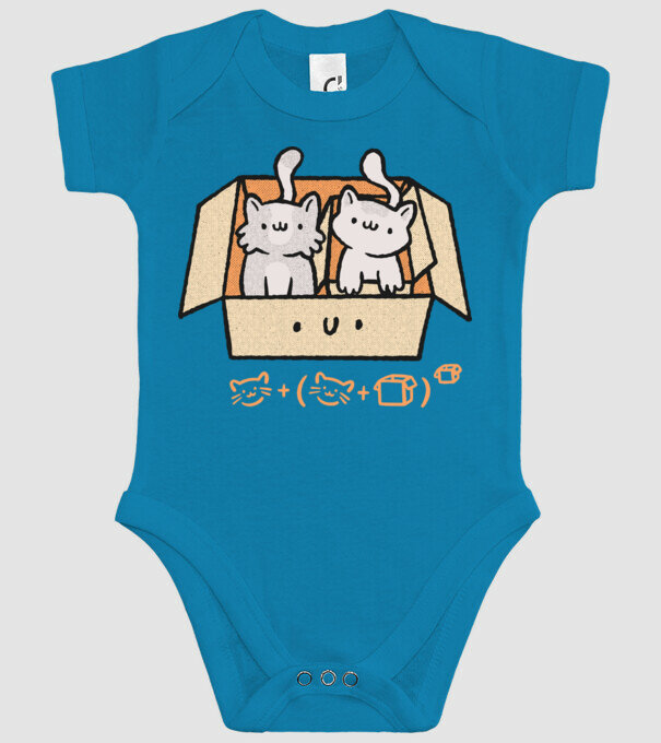 Cutie cu pisică drăguță model turcoaz pe tricou