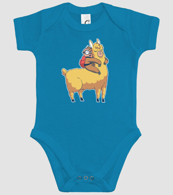 Leneș drăguț cu Lama școlar model turcoaz pe tricou