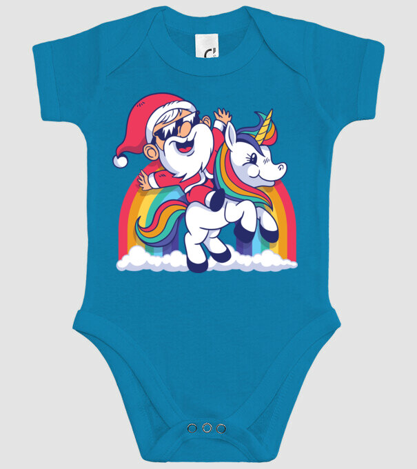 Moș Crăciun Drăguț Unicorn tricou model turcoaz pe tricou