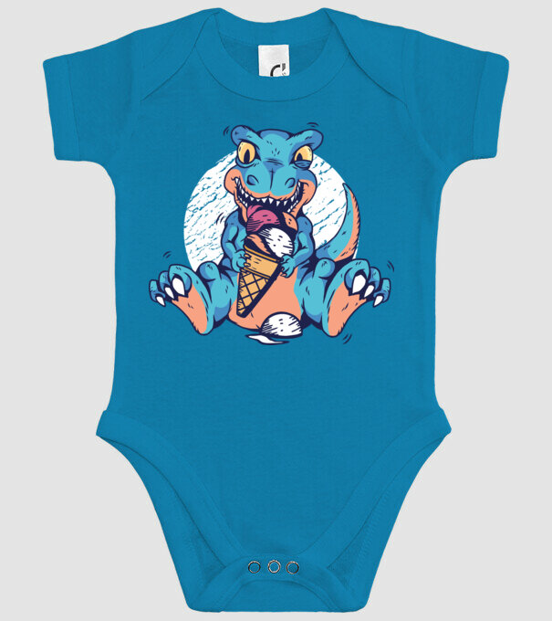 T-rex drăguț cu înghețată model turcoaz pe tricou