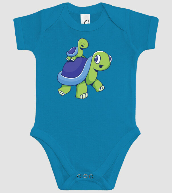 Familie țestoase drăguțe model turcoaz pe tricou