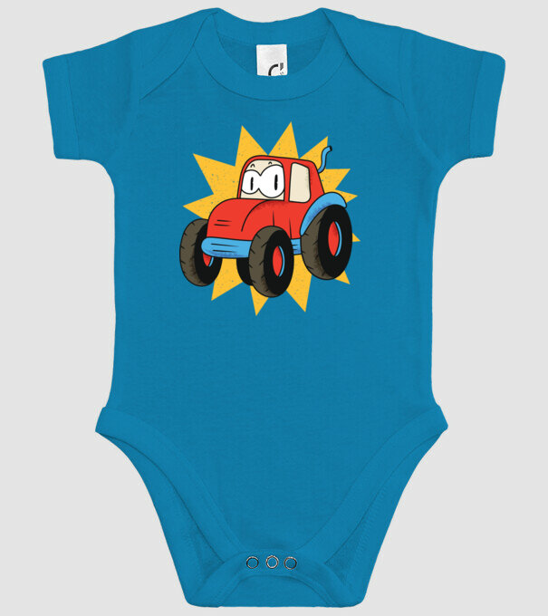 Tractor drăguț pentru copii model turcoaz pe tricou