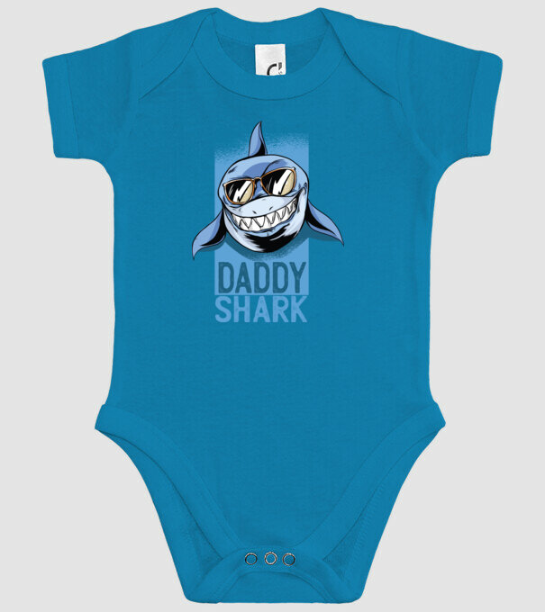 Daddy Shark tricou pentru tata model turcoaz pe tricou