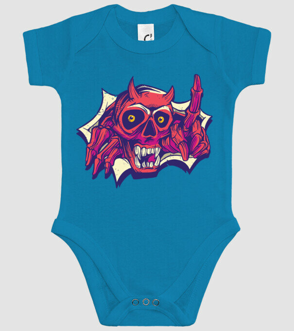 Craniu de Demon model turcoaz pe tricou