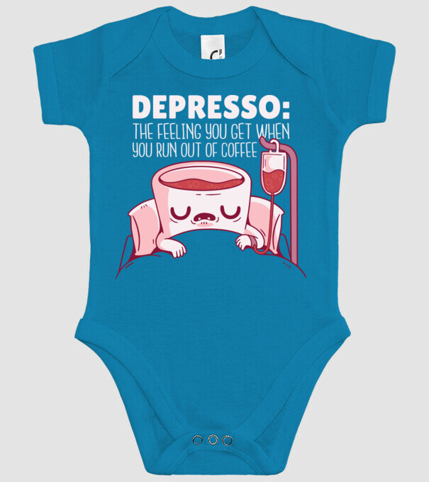 Depresso - Sentimentul când rămâi fără cafea model turcoaz pe tricou