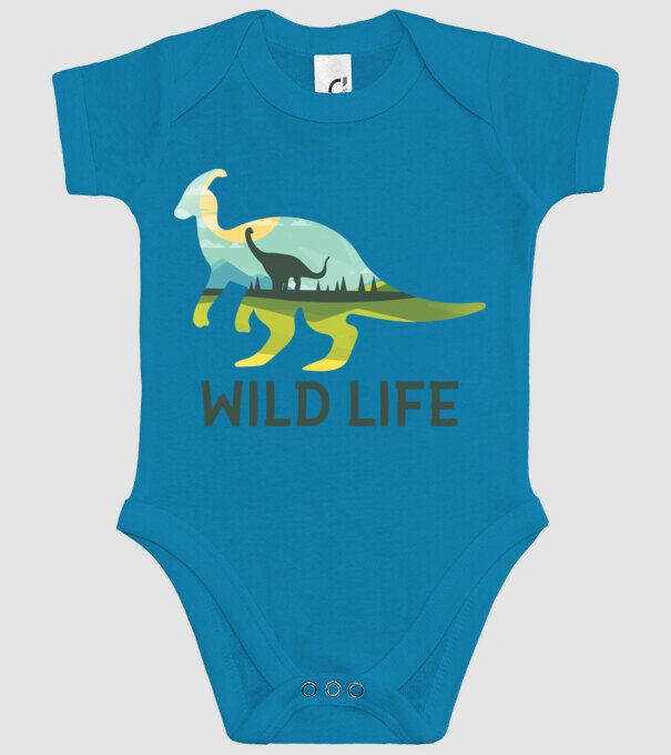 Dinosaur model turcoaz pe tricou
