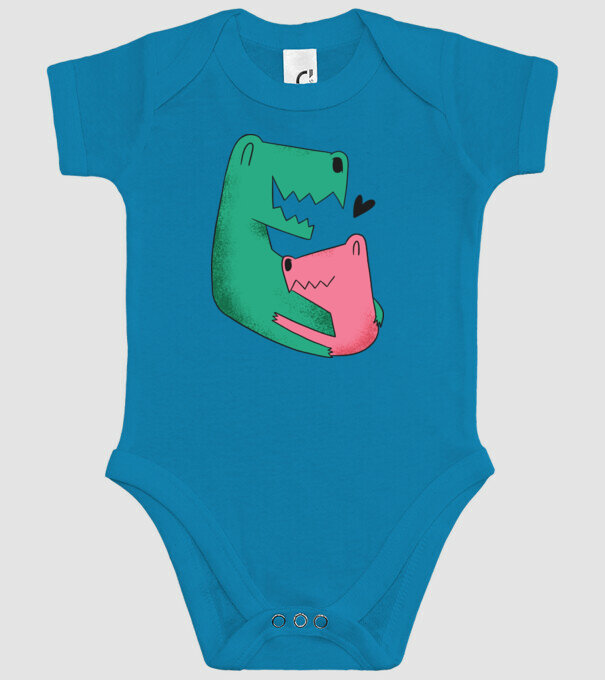 Dinozaur Tată Fiu model turcoaz pe tricou