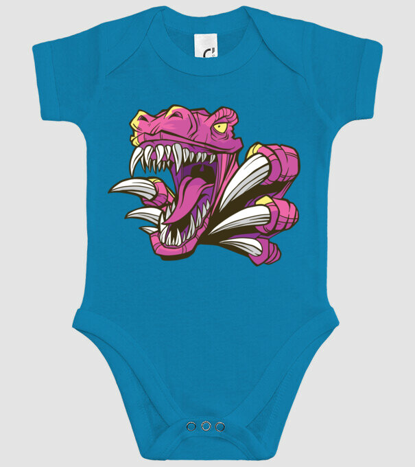 Gheare de dinozaur model turcoaz pe tricou
