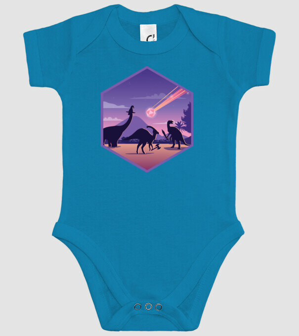 Dinozaur Meteor model turcoaz pe tricou