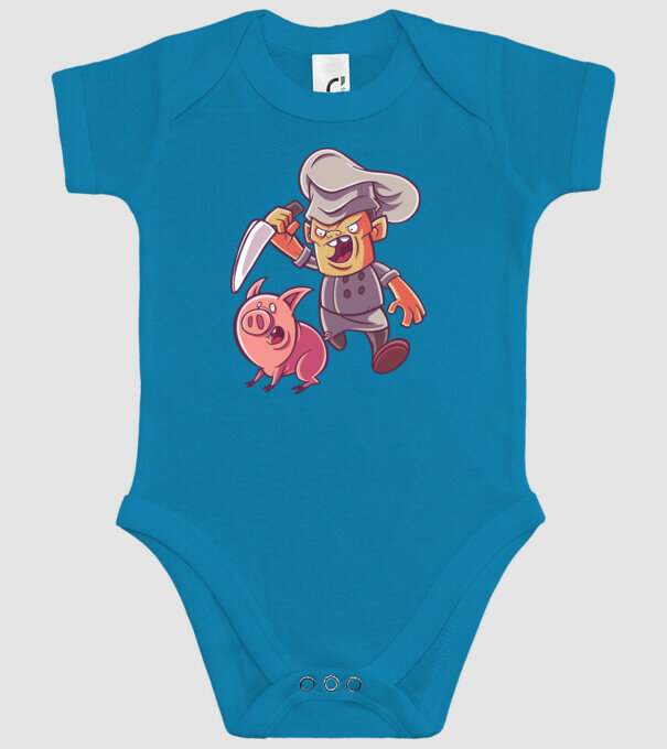 Sacrificare porc Măcelar model turcoaz pe tricou