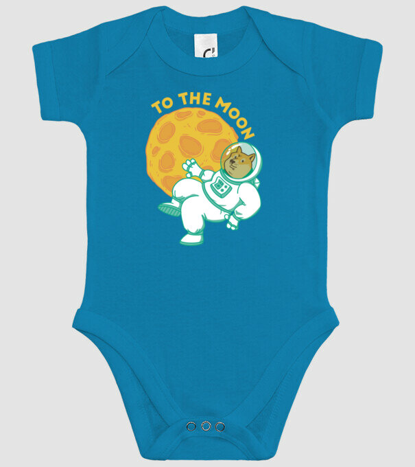 Dogecoin to the moon model turcoaz pe tricou