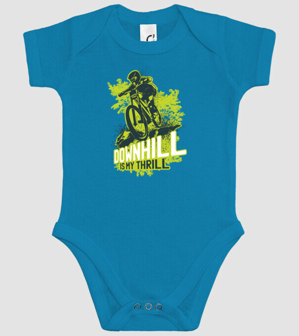 Downhill Is My Thrill tricou bicicletă model turcoaz pe tricou