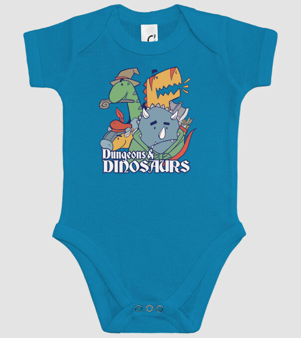 Dungeons and Dinosaurs model turcoaz pe tricou