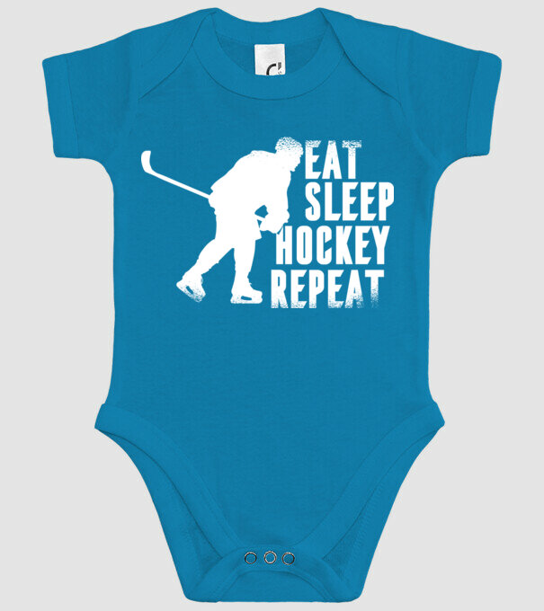 Eat Sleep Hockey Repeat model turcoaz pe tricou