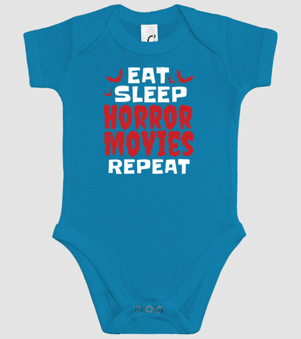 Eat Sleep Horror Movies Repeat model turcoaz pe tricou