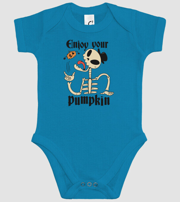 Enjoy your pumpkin Skeleton model turcoaz pe tricou