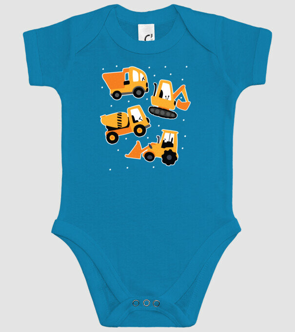 Vehicule de construcții model turcoaz pe tricou