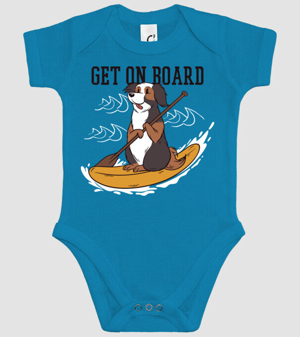 Câine vâslind model turcoaz pe tricou