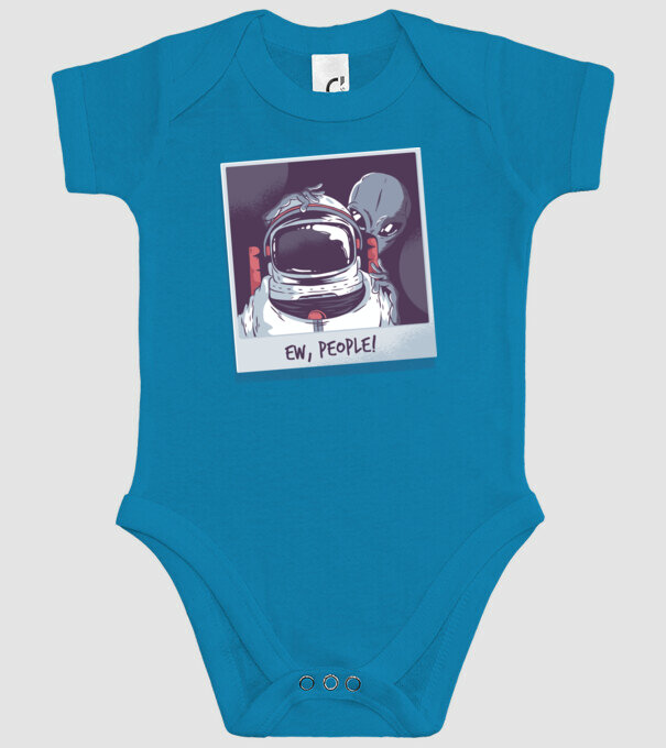 Ew, Oameni - Astronaut cu extraterestru model turcoaz pe tricou
