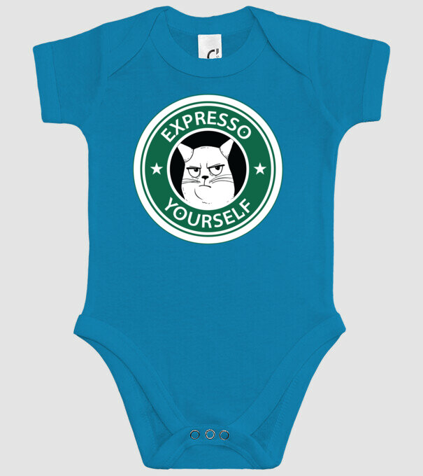 Expresso Yourself tricou Pisică cu cafea model turcoaz pe tricou