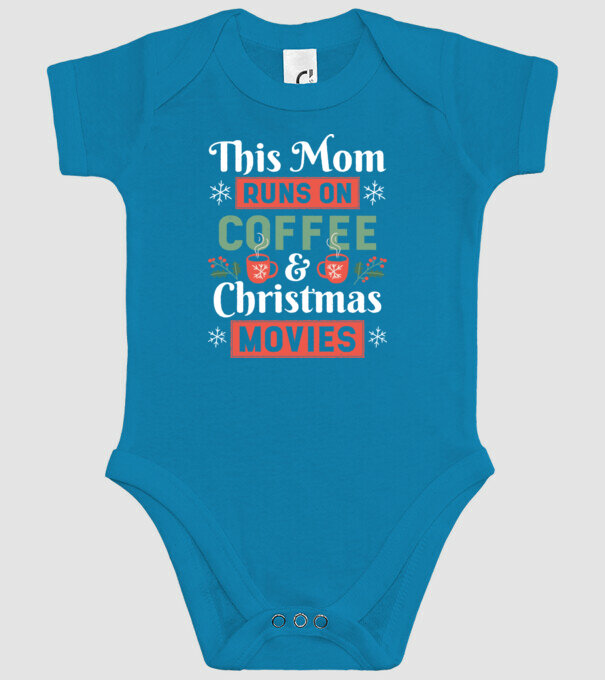 Această mamă funcționează cu cafea și filme de crăciun model turcoaz pe tricou