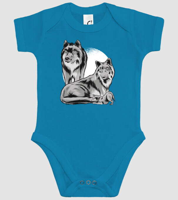 Familie de lupi model turcoaz pe tricou