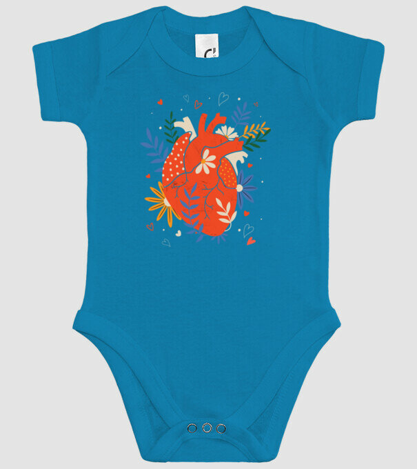 Inimă Floral model turcoaz pe tricou