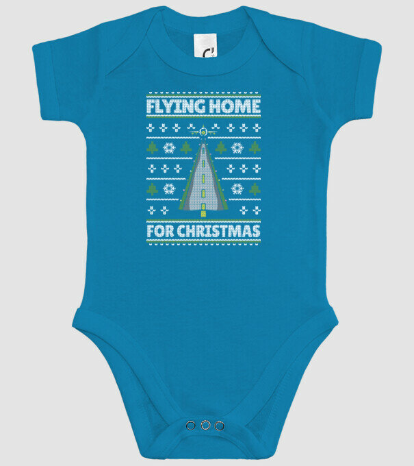 Flying Home for Christmas Pulover urât model turcoaz pe tricou