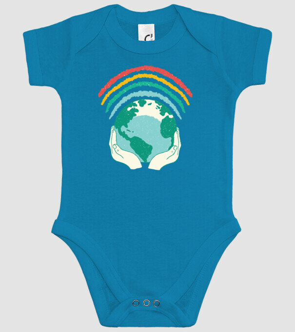 Pământ Wifi Curcubeu model turcoaz pe tricou