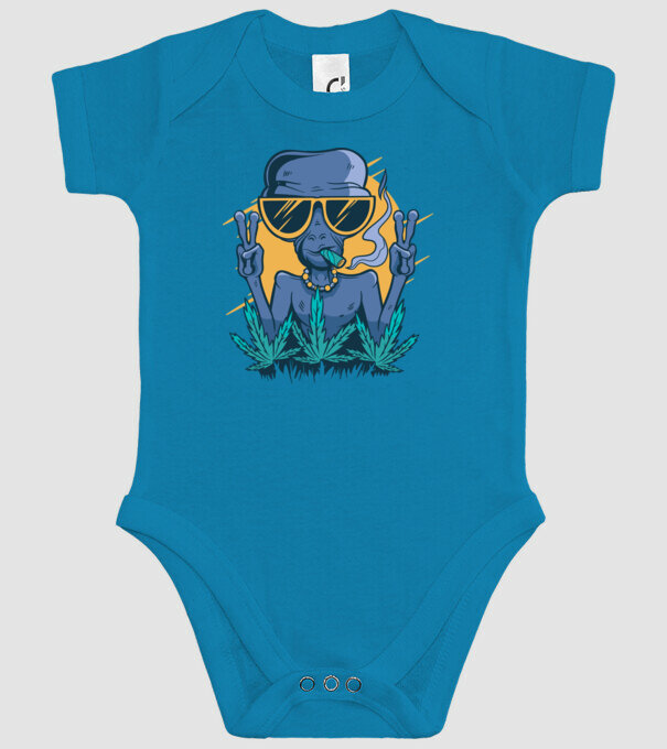 Alien drogat model turcoaz pe tricou