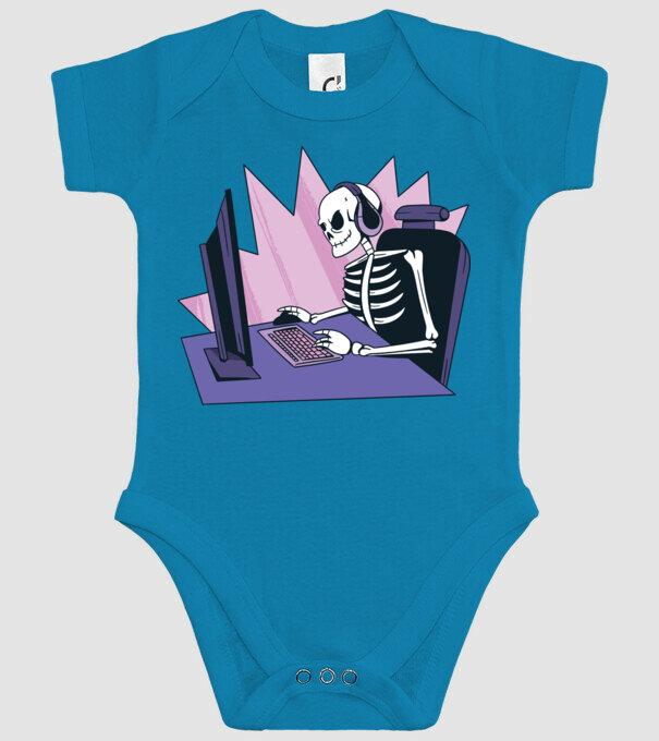 Schelet Gamer model turcoaz pe tricou
