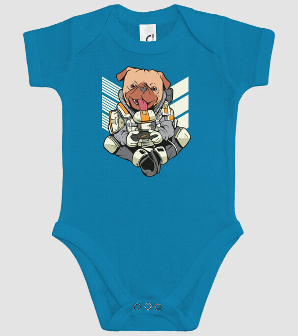 Mops Gamer model turcoaz pe tricou
