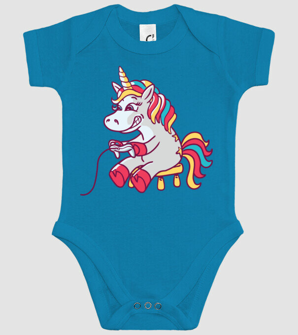 Gamer Unicorn model turcoaz pe tricou