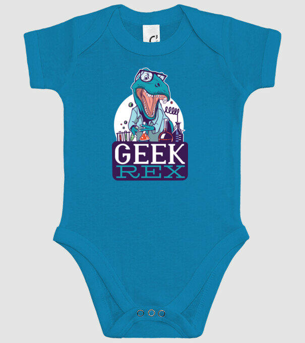Geek Rex dinozaur tricou model turcoaz pe tricou