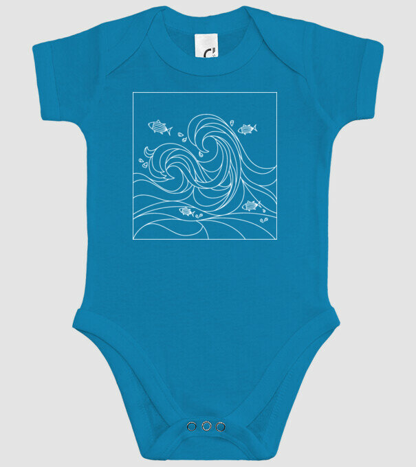 Ocean geometric model turcoaz pe tricou