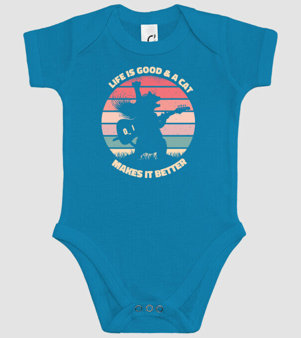 Pisică Chitaristă model turcoaz pe tricou