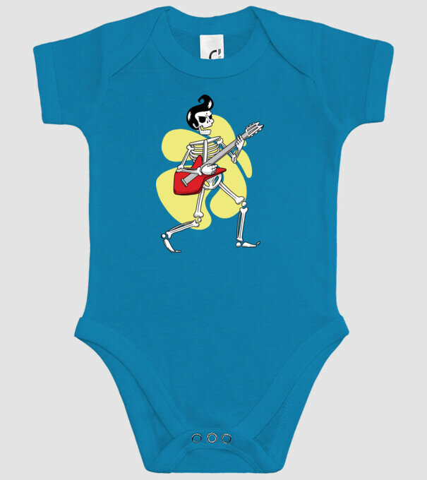 Schelet Elvis cu chitară model turcoaz pe tricou