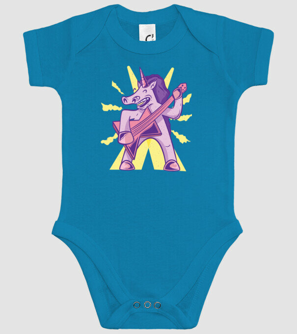 Unicorn cu chitara model turcoaz pe tricou