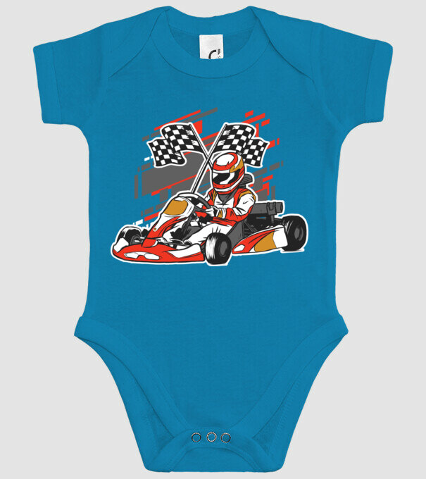 Gokart model turcoaz pe tricou