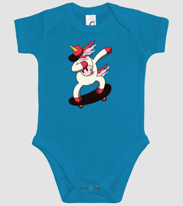 Skateboarder Unicorn DAB model turcoaz pe tricou