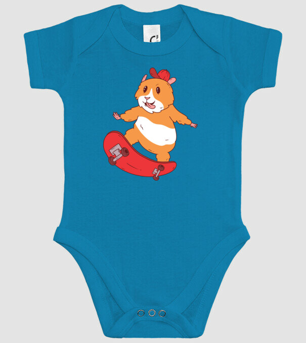 Hamster Skateboarder model turcoaz pe tricou