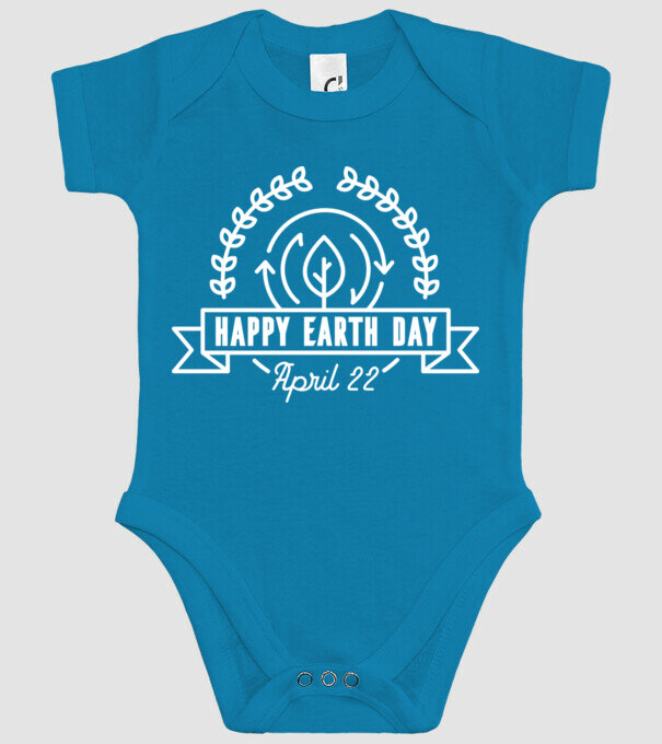 Happy Earth Day - Ziua Pământului model turcoaz pe tricou