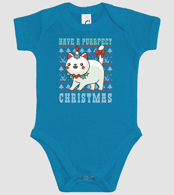 Have a Purrfect Christmas model turcoaz pe tricou