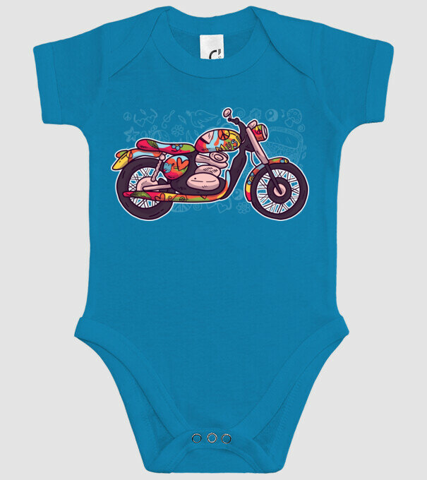 Motociclist Hippi model turcoaz pe tricou