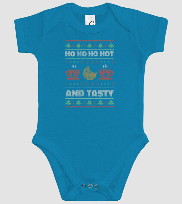 Ho Ho Ho Hot and Tasty Pulovăr urât model turcoaz pe tricou