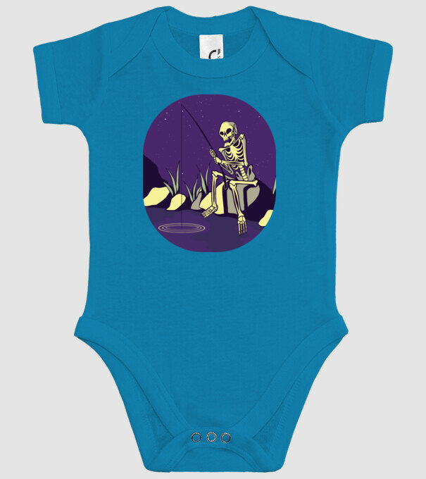 Schelet pescar model turcoaz pe tricou