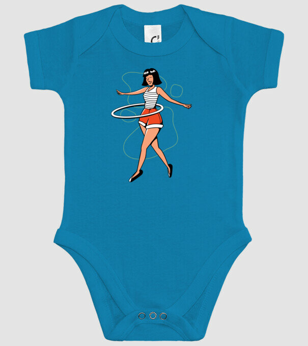 Cerc hula-hoop model turcoaz pe tricou