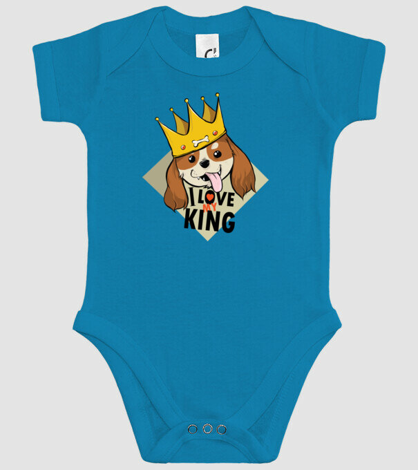 I love my king - Cavalier King Charles tricou cu câine Cocker Spaniel model turcoaz pe tricou